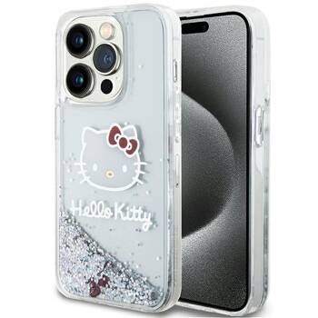 Hello Kitty HKHCP15LLIKHET iPhone 15 Pro 6.1" srebrny/silver hardcase Liquid Glitter Charms Kitty Head