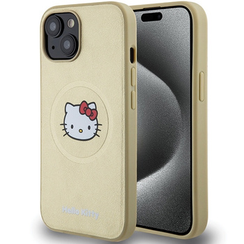Hello Kitty HKHMP15SPGHCKD iPhone 15 / 14 / 13 6.1" złoty/gold hardcase Leather Kitty Head MagSafe