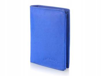 Niebieski  klasyczny skórzany  portfel Bag Street pionowy 884