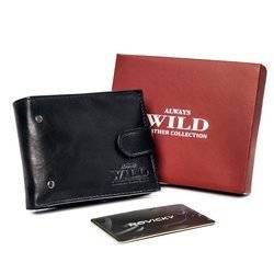 Stylowy, skórzany portfel męski poziomy z etui na karty, RFID - Always Wild